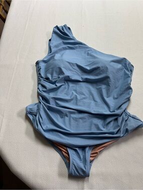 J. Crew One-Shoulder Light Blue One-Piece Swimsuit